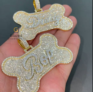 Pendentif personnalisé avec lettre initiale Hip Hop élégant en argent sterling 925 avec diamants Moissanite de haute qualité - Product Image 1