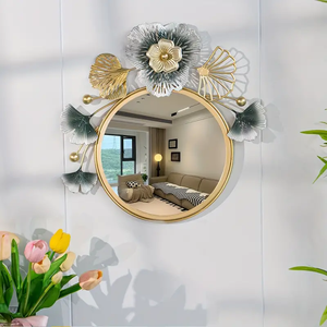 Luxurious Modern Metal & <b>Wood</b> Decorative <b>Mirror</b> with Handmade Detailing Eco-friendly Wedding <b>Wall</b> Art for Home & Hotel - Product Image 1