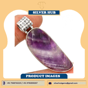 Pendentif à la main en argent Sterling 925 à chevrons améthyste de qualité supérieure - Product Image 4