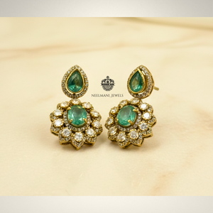 Ensemble de bijoux fins et tendance Green Stone Mangal Sutra avec diamants pour mariages, fêtes, cadeaux, anniversaires, fiançailles, anniversaires de naissance - Product Image 4