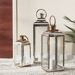 2025 Luxury Metal Candle Pillar Holder <b>Lantern</b> Gold and Silver Christmas Home Decorations Handmade Square - Product Image 4