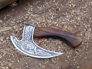 Wholesale Customized New Arrival Oem 2025 Handmade Viking Pizza Cutting <b>Axe</b> Carbon Steel Pizza Cutter <b>Axe</b> With Leather Sheath - Product Image 6