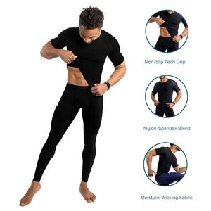 Correr cuello alto hombres gimnasio ropa deportiva Fitness apretado manga larga compresión camiseta Jogging secado rápido ejercicio ropa - Product Image 4