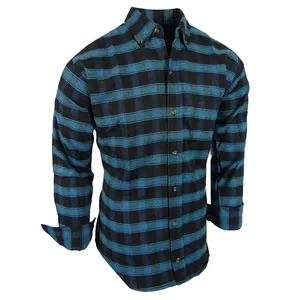 Chemise à manches longues 100% coton pour homme, couleur unie, flanelle, à carreaux, rayures, style décontracté, vente en gros