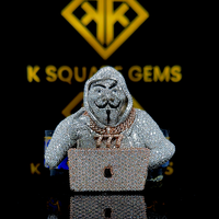 Pendentif personnalisé pour enfants et hommes, motif 3D, style Hip Hop, serti de moissanite VVS, plaqué or, argent sterling, 2-4 pouces