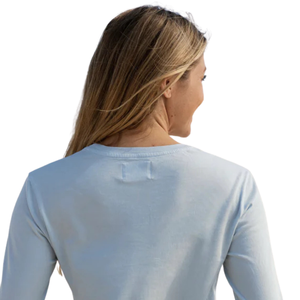 Camiseta de Manga Larga con Cuello Redondo para Mujer, Color Azul Cielo, 100% Algodón Orgánico de Lujo, Preencogido, Certificado GOTS, Ajuste Clásico, Suave y Premium - Product Image 5