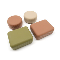 Boîte à Savon de Voyage Portable en Silicone Avec Égouttoir, Récipient de Rangement au Design Moderne, Étui Rond pour la Décoration de Salle de Bain
