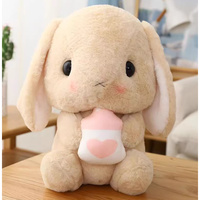 Peluche Lapin Beige Unisexe pour Bébé avec Biberon 8 Pouces 340g pour 0-24 Mois