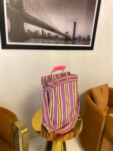 Sacs de courses réutilisables en PP tissé rayé extra large, écologiques, avec poignées, fermeture épaule/à glissière, design et couleur personnalisés - Product Image 2