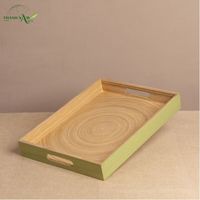 Bandeja Rectangular de Bambú Premium, Ecológica, Duradera, Impermeable, Portátil, Hecha a Mano, Personalizable, Apta para Alimentos, para Uso en el Hogar y Restaurantes