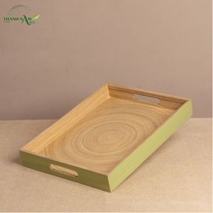 Bandeja Rectangular de Bambú Premium, Ecológica, Duradera, Impermeable, Portátil, Hecha a Mano, Personalizable, Apta para Alimentos, para Uso en el Hogar y Restaurantes - Product Image 1
