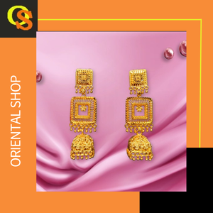 Genuine Quality Earrings Set with <b>Modern</b> Designed 22CT <b>Gold</b> Plated Jhumka Style Earrings Jewelry for Women Wear - Product Image 3