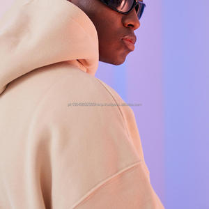 Sweat-shirts pour hommes en vente chaude, design uni, OEM, polaire, pull à épaules tombantes, grande poche, manches longues, sweat-shirt oversize sans cordon - Product Image 4