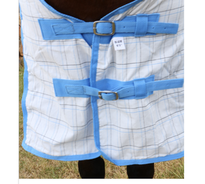 أزرق فحص متقاطع عبر السرد الهجين شعار مخصص سجادة ذبابة الحصان ورقة شبكة الصيف دائم للطقس الدافئ - Product Image 2