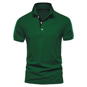 T-shirt polo d'été tricoté à la mode pour hommes, T-shirt décontracté à manches courtes pour hommes, Polo de couleur unie pour hommes, nouvel arrivage - Product Image 5