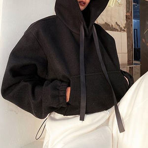 2025 jersey para correr de lana de manga larga para mujer, Top corto personalizado, sudaderas con capucha de gran tamaño en blanco de alta calidad para mujer - Product Image 4