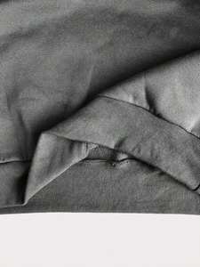 Sweat à capuche surdimensionné gris foncé femmes col en V pull goutte épaule polaire sweat coupe ample décontracté hiver Streetwear - Product Image 4