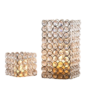 Set of 2 Unique Square Crystal T-Light <b>Holders</b> Handmade Shiny <b>Candle</b> <b>Holder</b> for Balcony Christmas Decoration Sale - Product Image 1