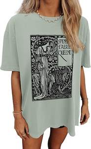 Camiseta de algodón extragrande para mujer, camiseta de moda con logotipo impreso personalizado OEM para ropa de verano - Product Image 5