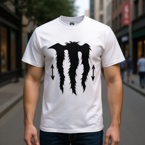 Camiseta Blanca Tri-Blend con Diseño de Monstruo y Flechas Ascendentes y Descendentes para Fines Promocionales - Product Image 3