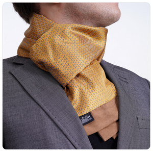 Exve Exclusive Elegant Double-Sided Gold Blue Square Pattern Jacquard Woven Knitted <b>Scarf</b> AE3497 - Product Image 1