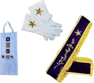 Écharpe Maçonnique OES W.M., Écharpe de Matrone Digne de l'Ordre de l'Étoile d'Ostérie en Velours Violet avec Franges Dorées - Étui Souple et Gants Offerts - Product Image 1