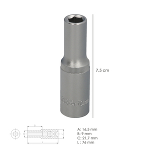 Chiave a Bussola Esagonale Lunga 1/2" 10 mm - Product Image 2