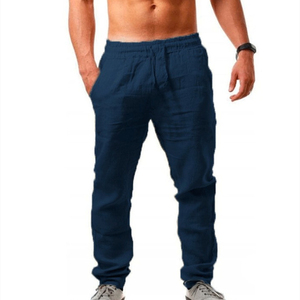 Pantalones de Lino Personalizados de Venta Caliente, 100% Lino, Tela Casual Transpirable, Pantalones Largos con Cordón, Pantalones de Cintura Alta para Hombre, Lavado Suave - Product Image 5