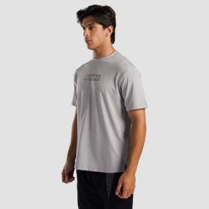 T-shirt de fitness 100% polyester RP Gain en gris clair, style hip-hop tricoté avec logo uni imprimé en sérigraphie - Product Image 3