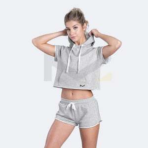Womens Outfits <b>Crop</b> <b>Top</b> Hoodie <b>Shorts</b> Two Piece Training <b>Set</b> Women Hoodie <b>and</b> <b>Shorts</b> <b>Set</b> - Product Image 1