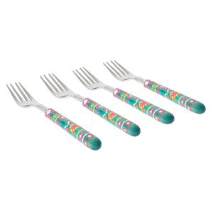 Ensemble de 4 couverts en acier inoxydable couleur argent plaqué idéal pour les ustensiles de cuisine cadeaux de table usage domestique couverts à poignée multicolore - Product Image 1