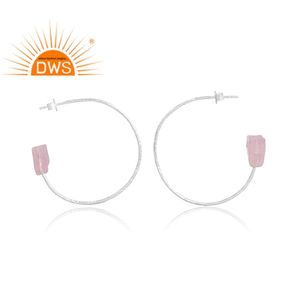 Conception chaude 925 argent Sterling naturel Rose Quartz pierres précieuses boucle d'oreille bijoux personnalisés pour les femmes cadeau pour elle - Product Image 4