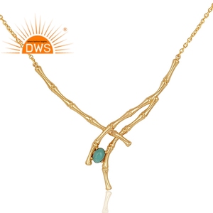 Vente chaude en argent sterling plaqué or 18 carats collier pendentif en pierre précieuse Arizona Turquoise Demi fabricant de bijoux fins - Product Image 2