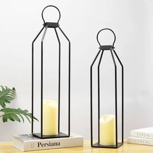 Modern Farmhouse Lantern Decor Metal Lanterns es adecuado para uso en interiores y exteriores Estas linternas de metal negro - Product Image 2