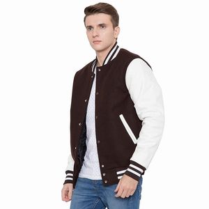 Vestes d'université élégantes pour hommes, manches de couleur blanche, vêtements d'hiver pour adultes, vestes à lettres avec fermeture à bouton - Product Image 4