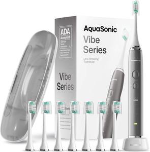 Aquasonic Vibe Series Ultra-Whitening <b>Toothbrush</b> ADA Accepted Electric <b>Toothbrush</b> - 8 Brush <b>Heads</b> & Travel Case 40,000 VPM - Product Image 1