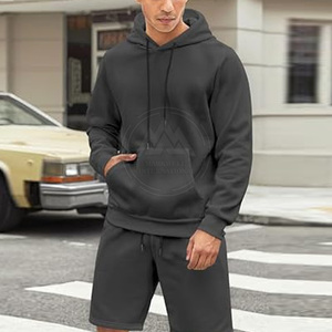 Ensembles de sweat à capuche et de shorts pour hommes à logo personnalisé le plus vendu ensemble de sweat à capuche et de shorts pour hommes de deux pièces pour adultes - Product Image 2