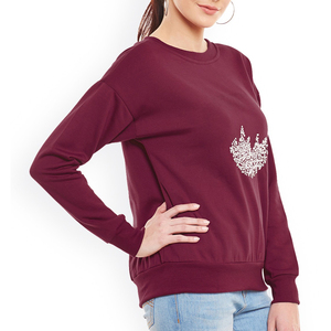 2025 Sudadera de cuello redondo de Invierno para mujer de alta calidad al por mayor 100% algodón ecológico transpirable logotipo personalizado sudadera de mujer - Product Image 2