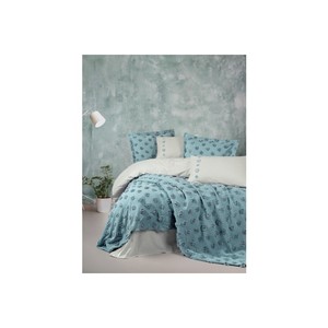 Ensemble de couvre-lit et de housse de couette en coton Limi, motif floral menthe Aldo, décoration d'intérieur - Product Image 1
