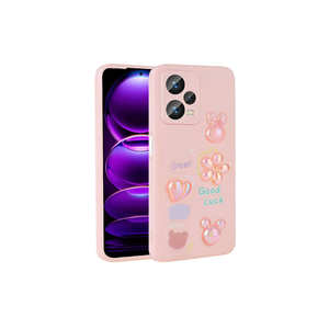 ASMA Toys Funda de silicona líquida transparente con figura en relieve brillante para Xiaomi Redmi Note 12 Pro Plus 5G-Rosa - Product Image 1