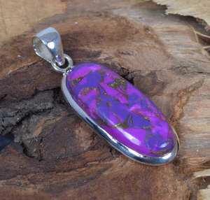 Colgante de Turquesa y Cobre Morado, Plata de Ley 925, Joyería de Piedras Preciosas Hecha a Mano, Elegante Collar para Mujer, Regalo - Product Image 5