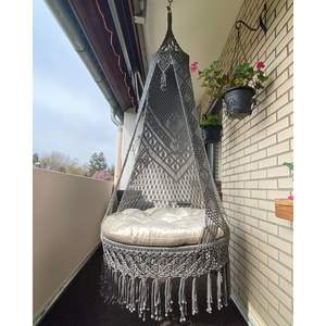 Hermosa Silla Colgante de Macramé de PE para Jardín, Muebles de Exterior de PE Duraderos y Elegantes - Product Image 1
