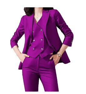 Último modelo de negocios Formal liso para mujer, ropa de boda cómoda, tres piezas, vestido de oficina informal, abrigo de pantalón - Product Image 6