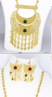 Ensemble de pendentifs à breloques ensemble de bijoux plaqué or indien dubai arabe ensemble de pendentifs boucles d'oreilles collier chaîne pour femmes
