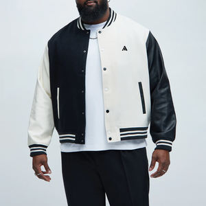 Chaquetas Bomber de Alta Calidad al por Mayor con Mangas de Cuero, Chaquetas Bomber con Logotipo Personalizado para Hombre - Product Image 1