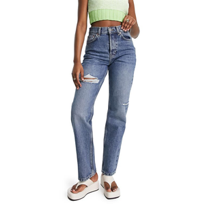 Jeans Vintage Topshop Brixton Blu Medio Taglia 30x28 Lavabili Strappati Stile Dad - Product Image 1