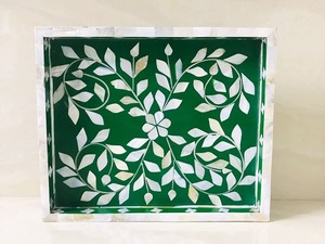 Bandeja decorativa de nácar artesanal para servir, decoración de lujo para el hogar, acento para presentación de té, café y comida - Product Image 2