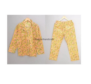 Ensemble de pyjama confortable en coton pour femmes, imprimé floral, robe de nuit pour adultes, été, printemps, meilleure qualité pour adultes - Product Image 4
