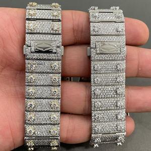 Reloj de Lujo con Incrustaciones de Moissanita, Automático, Estilo Hip Hop, en Acero Inoxidable con Brazalete Cubano Completamente Adornado con Diamantes - Product Image 3