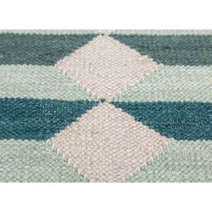 พรมลายเรขาคณิตสีน้ำเงิน รุ่น Adwl-13280 ลายตารางแบบทอเรียบ สำหรับห้องนั่งเล่น ทางเข้าบ้าน ห้องโถง ของวัยรุ่น ขนาด 9x12 ฟุต รูปทรงสี่เหลี่ยมผืนผ้า - Product Image 3